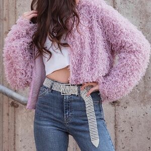 Zara Women's Mauve Teddy Jacket